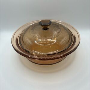 Corning Visions Amber Glass Small Casserole Dish with Lid